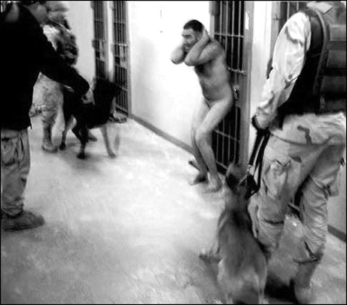 Abu Ghraib - prisoner attacked by dog