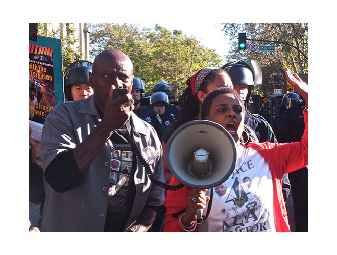 Cephus Johnson (uncle of Oscar Grant) and Jeralyn Blueford (mother of Alan Blueford) at Oakland, California 'Cease & Desist: It Ends Today' August 20, 2014. Photo: Special to revcom.us Cephus Johnson (uncle of Oscar Grant) and Jeralyn Blueford (mother of Alan Blueford) at Oakland, California 'Cease & Desist: It Ends Today' August 20, 2014. Photo: Special to revcom.us