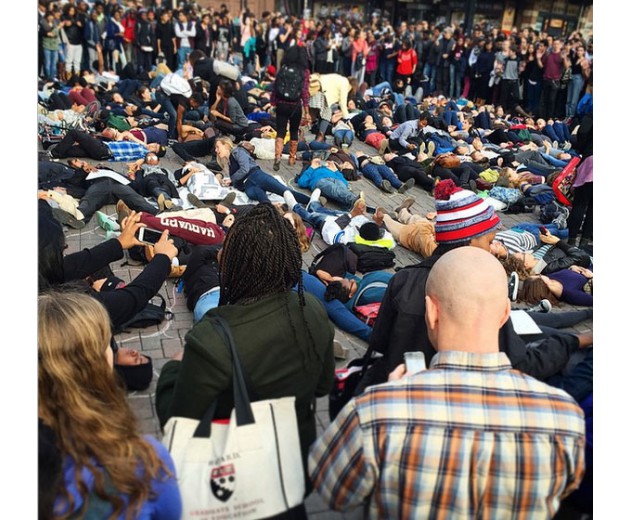 Blocking Harvard Square, MA. Photo: Twitter