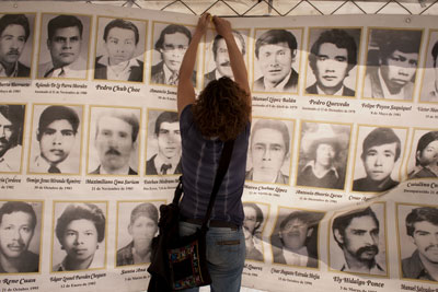 Banner of portraits of some of Guatemala's