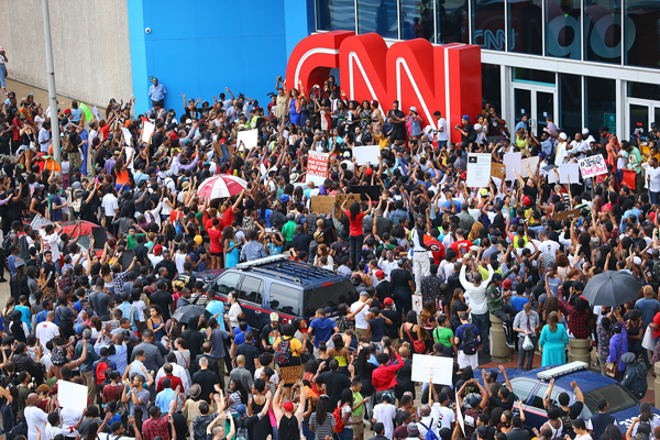 Protest in Atlanta against Michael Brown murder and CNN coverage