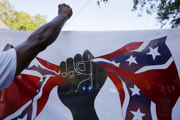 Banner carried at protest Columbia, South Carolina June 23, 2015.
