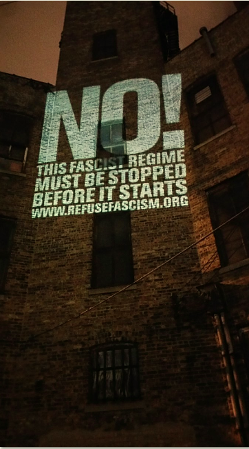 Wall of NO! in Chicago, near Obama's farewell speech