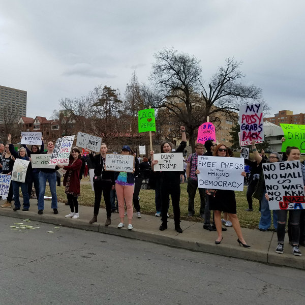 Hundreds protest in Kansas City, Missouri.