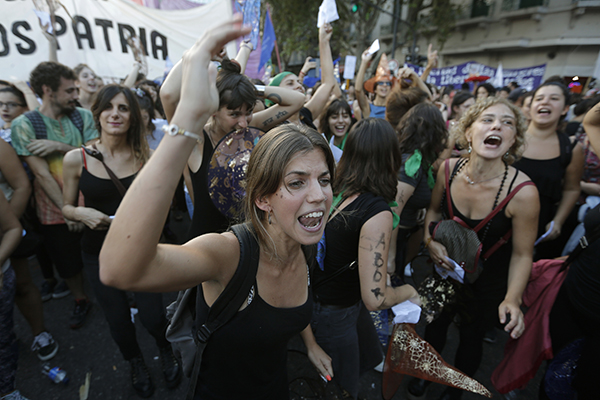 In Buenos Aires, Argentina, tens of thousands were part of the Ni Una Menos (“Not one less,” meaning not one more woman killed by violence at the hands of men.)