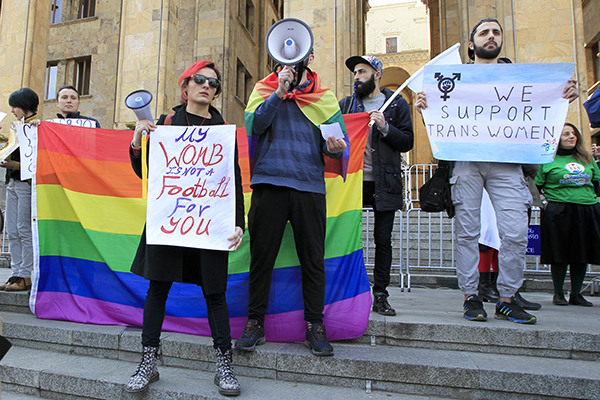 In Tbilisi, Georgia, demonstrators rallied in support of LGBQT rights and in defense of women's right to abortion. (Photo: AP)