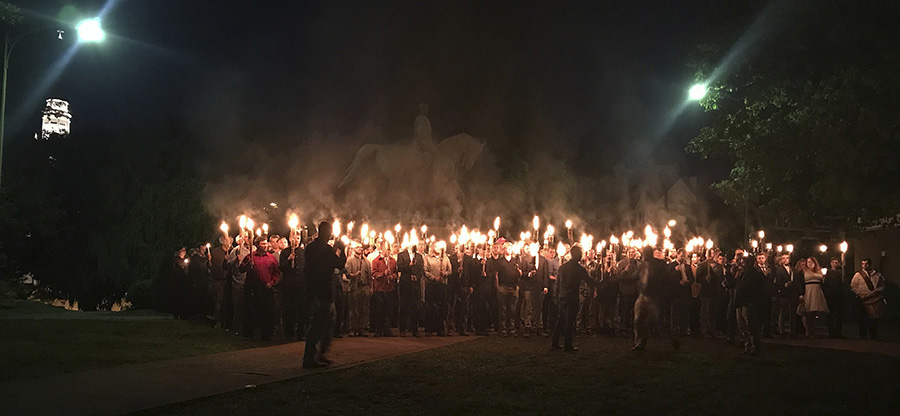Saturday, May 13, racists rally in Charlottesville, Virginia