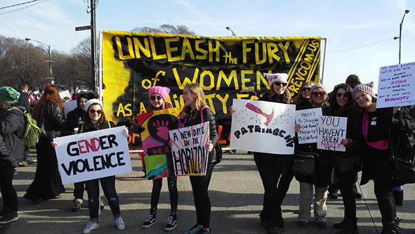 Unleash the Fury of Women banner at the Chicago March