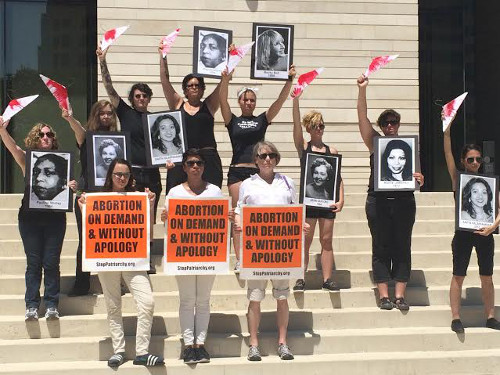 Abortion Rights freedom riders at Austin, Texas courthouse, August 2014