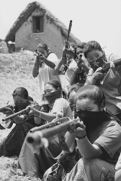 Maoist militiawomen in Rolpa, Nepal, 1999.