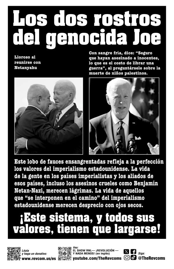 poster-Biden 2 faces of genocide Joe spanish