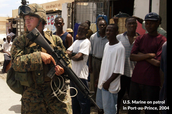 U.S. Marine on patrol in Port-au-Prince, 2004