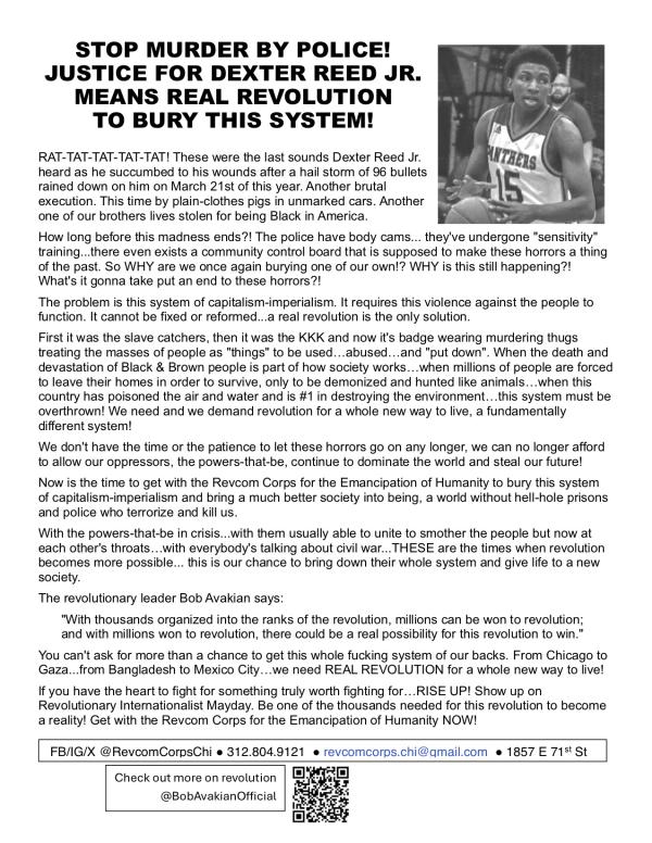 Justice 4 Dexter Reed leaflet front, April 10, 2024