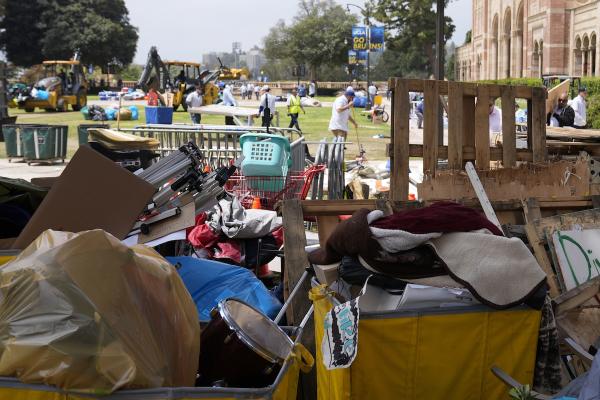 UCLA encampment trashed by police