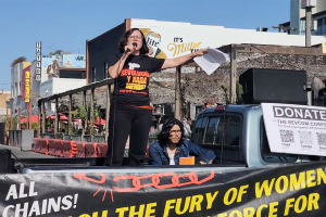 Sunsara Taylor speaking at the International Women’s Day rally in Los Angeles.