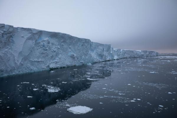 ice shelf of Thwaites Glacier in Antartic about to break off