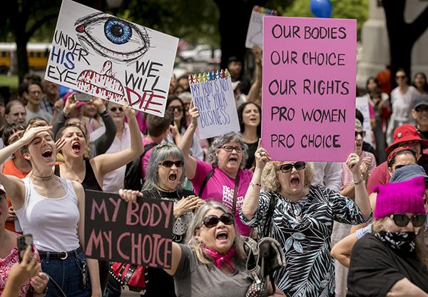 Women of all ages protest for women's right to abortion.