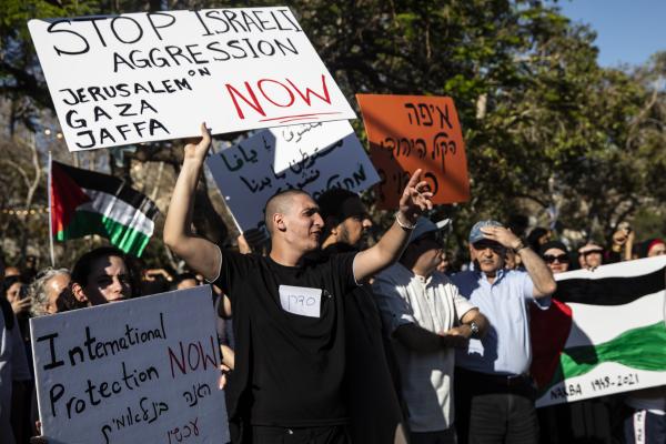 People in Jaffa protest Israel attack on Gaza