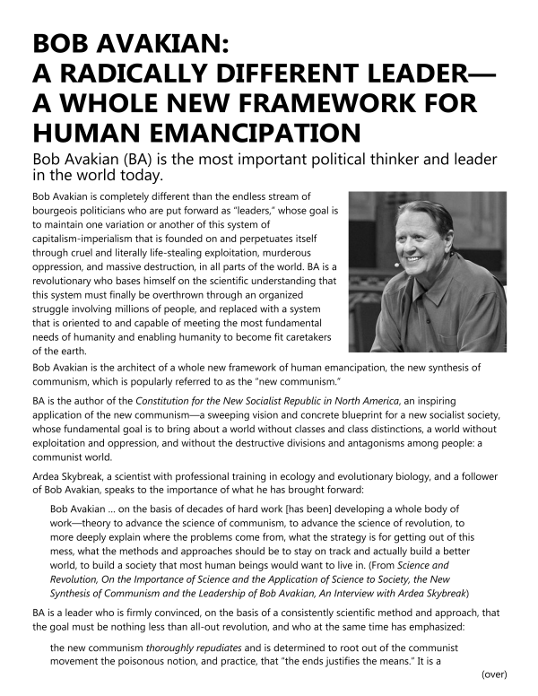 Flyer - Bob Avakian: A Radically Different Leader, a Whole New Framework for Revolution