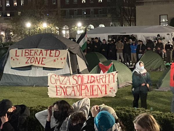 Columbia University students encampment for Palestine, April 15, 2024.