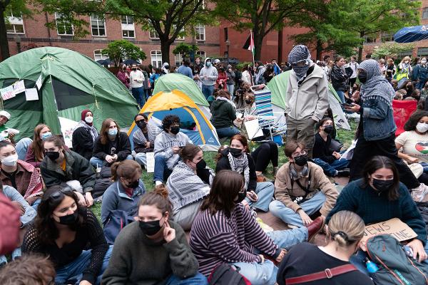 George Washington University students set up encampment during a pro-Palestinians protests, April 25, 2024