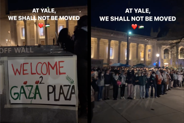 Screengrabs from video of Yale students’ occupation